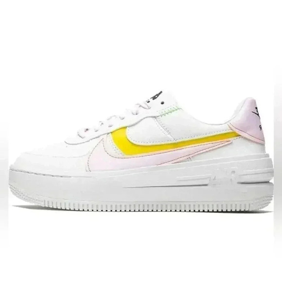 Nike Air Force 1 Platform White/Pearl Pink-Opti Yellow Womens 11.5 - Picture 1 of 13